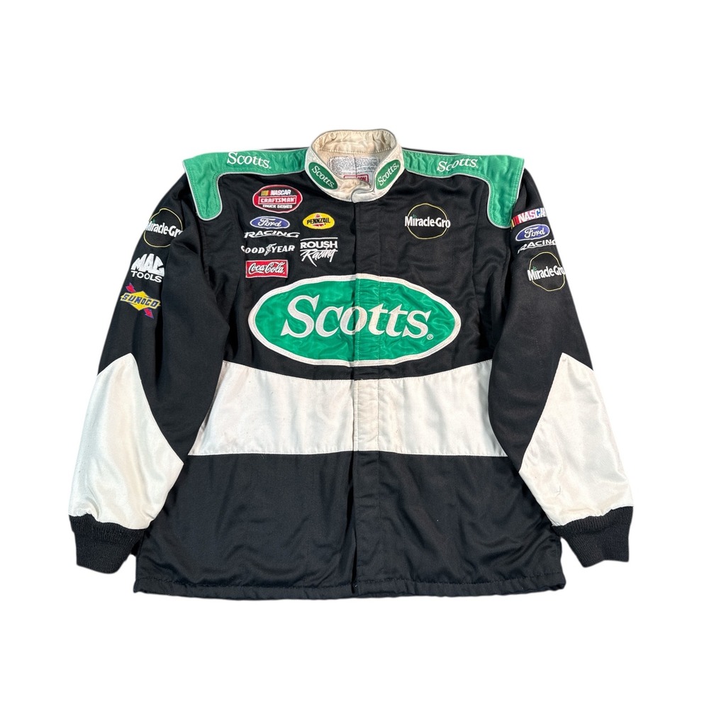 Simpson Nascar Racing‎ Roush Racing Jacket Mens XL Black Ford Patches Black Logo